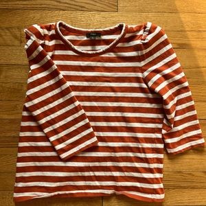 Jcrew 3/4 sleeve shirt - white and burnt orange stripe - size Small